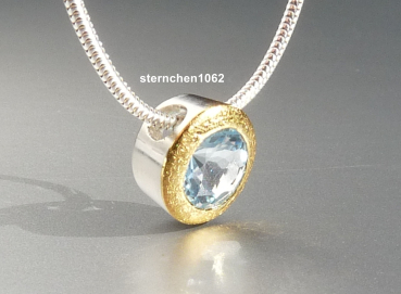 Preview: Einzelstück * Halskette mit Aquamarin Anhänger * 925 Silber * 24 ct Gold
