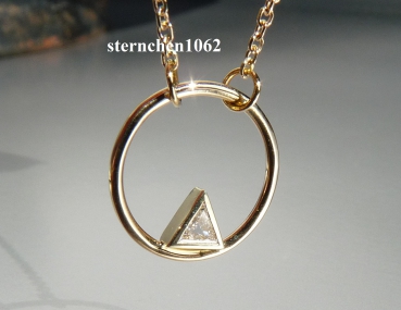 Preview: Ausgefallene Halskette * Kette mit Trilliant Anhänger * 585 Gold * 41 + 45 cm