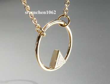 Preview: Ausgefallene Halskette * Kette mit Trilliant Anhänger * 585 Gold * 41 + 45 cm