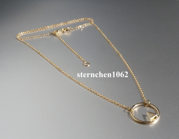 Ausgefallene Halskette * Kette mit Trilliant Anhänger * 585 Gold * 41 + 45 cm