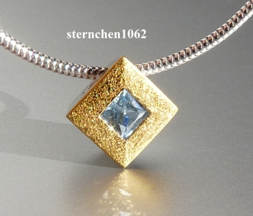 Necklace with Aquamarine * 925 Silver * 24 ct Gold