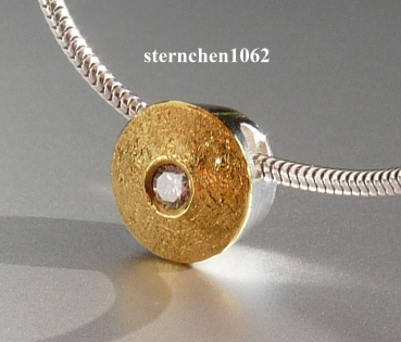 Preview: Einzelstück * Kette mit Brillant Anhänger * 925 Silber * 24 ct Gold