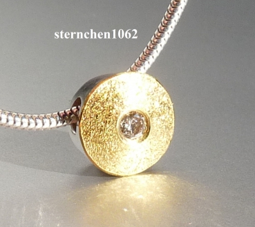 Preview: Einzelstück * Kette mit Brillant Anhänger * 925 Silber * 24 ct Gold