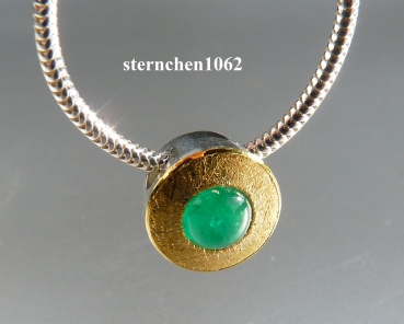 Preview: Einzelstück * Halskette Kette mit Smaragd Anhänger * 925 Silber * 24 ct Gold
