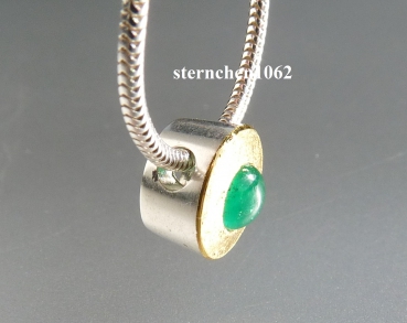 Preview: Einzelstück * Halskette Kette mit Smaragd Anhänger * 925 Silber * 24 ct Gold