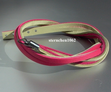 Original Trollbeads * Lederarmband * Kirsch/salbei-grün * 36 cm *