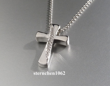 Preview: Kreuz Anhänger * 585 Weißgold * Brillanten