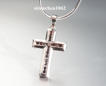 Preview: Halskette * Kette mit Kreuz Anhänger * 925 Silber * schwarze Zirkonia