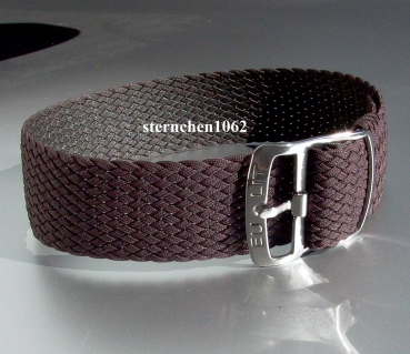 Preview: Eulit * Perlon * Durchzugsband Uhrenarmband * Kristall * braun * 14 mm