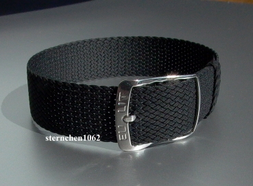 Eulit * Perlon * Durchzugsband Uhrenarmband * Kristall * schwarz * 20 mm