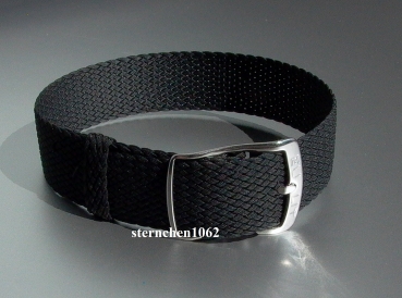 Preview: Eulit * Perlon * Durchzugsband Uhrenarmband * Kristall * schwarz * 16 mm