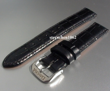 Davosa * Uhrenarmband * Kroko-Print Optik * schwarz * 16 mm