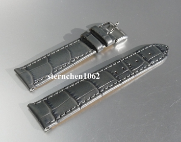 Barington * Lederband für Uhren * Uhrenarmband * Kroko - Print * grau * 14 mm