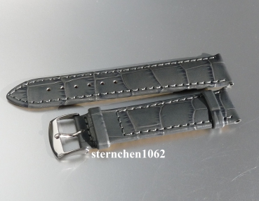 Barington * Lederband für Uhren * Uhrenarmband * Kroko - Print * grau * 14 mm