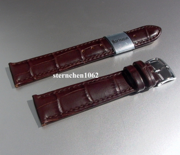 Barington * Lederband für Uhren * Uhrenarmband * Kroko - Print * dunkelbraun * 14 mm XL