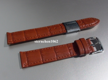 Barington * Leather watch strap * Croco - Optics *  medium brown * 14 mm