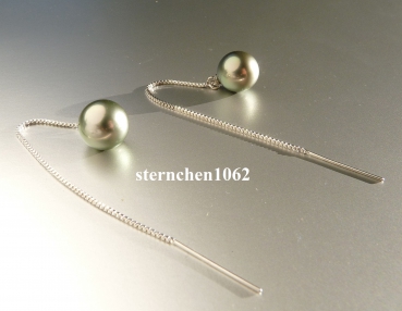 Preview: Zeitlose Ohrhänger * 925 Silber * Tahiti - Perle * 10 mm