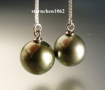 Preview: Zeitlose Ohrhänger * 925 Silber * Tahiti - Perle * 10 mm