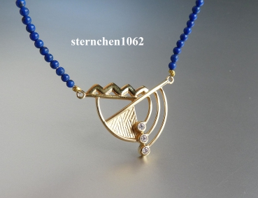 Preview: Gemstone Necklaces * Lapis Lazuli * Zirconia * 925 Silver * 375 Gold