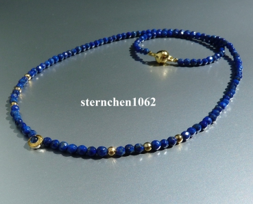 Preview: Einzelstück * Edelstein Kette * Lapis Lazuli * Saphir * 585 Gold * 24 ct Gold * 925 Silber