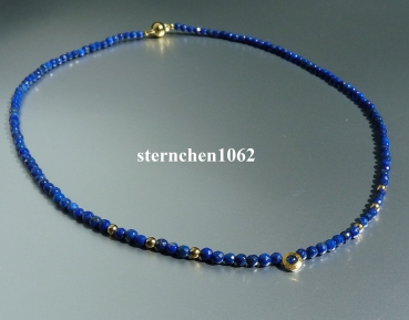 Preview: Einzelstück * Edelstein Kette * Lapis Lazuli * Saphir * 585 Gold * 24 ct Gold * 925 Silber