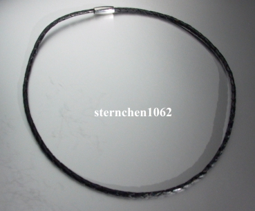 Halsreif * Leder * Magnetverschluss oval * Stahl * 42 cm