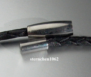 Preview: Halsreif * Leder * Magnetverschluss oval * Stahl * 41 cm