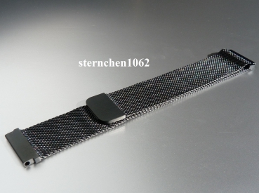 Eulit * Edelstahlband für Uhren schwarz * Uhrenarmband * Milanaise * Magnetverschluss * 20 mm