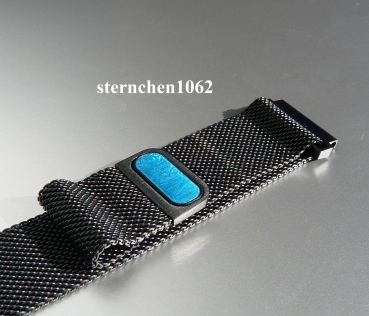 Preview: Eulit * Stainless Steel watch strap black * Milanaise * Magnet shutter * 20 mm