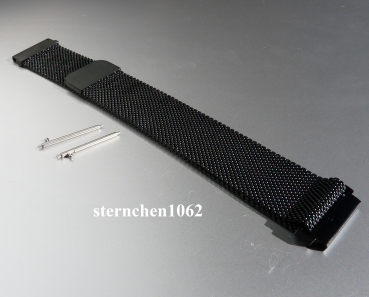 Preview: Eulit * Stainless Steel watch strap black * Milanaise * Magnet shutter * 20 mm