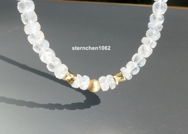Einzelstück * Edelsteinkette * Mondstein * 925 Silber vergoldet * 585 Gold