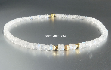 Preview: Einzelstück * Edelsteinkette * Mondstein * 925 Silber vergoldet * 585 Gold