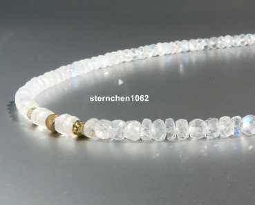 Preview: Einzelstück * Edelsteinkette * Mondstein * 925 Silber vergoldet * 585 Gold
