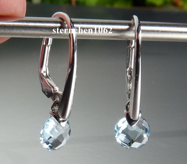 Preview: Ohrringe * Ohrhänger * 333 Weißgold * Blauer Topas