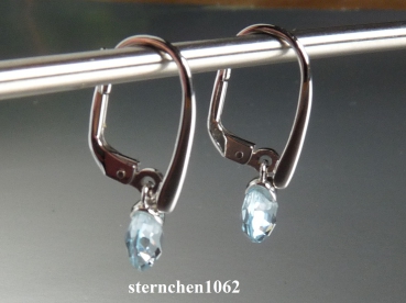 Preview: Ohrringe * Ohrhänger * 333 Weißgold * Blauer Topas