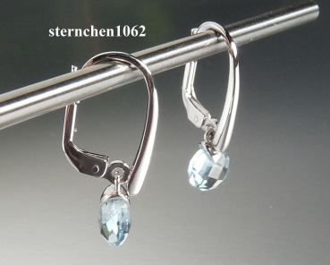 Preview: Ohrringe * Ohrhänger * 333 Weißgold * Blauer Topas