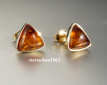 Ohrringe * Ohrstecker * 375 Gold * Bernstein