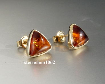 Preview: Ohrringe * Ohrstecker * 375 Gold * Bernstein