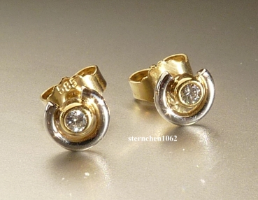 Ohrringe * Ohrstecker * 585 Gold * Brillant * Bicolor