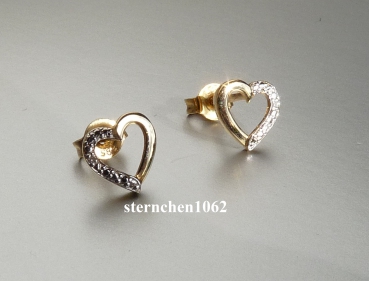 Preview: Earring * Ear Studs * 585 gold * Diamond * Heart * Bicolor