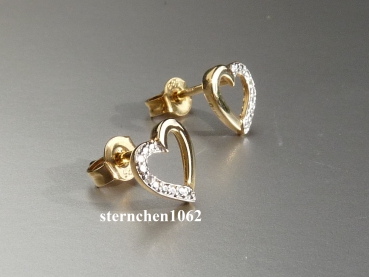 Preview: Earring * Ear Studs * 585 gold * Diamond * Heart * Bicolor
