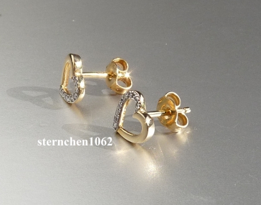 Preview: Earring * Ear Studs * 585 gold * Diamond * Heart * Bicolor
