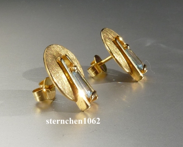 Preview: Earrings * ear studs * 333 gold * blue topaz