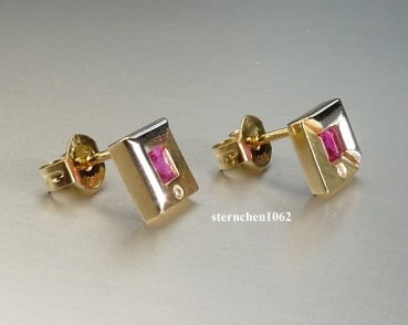 Preview: Ohrringe * Ohrstecker * 585 Weiß-und Goldgold * Rubin * Brillant