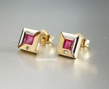 Preview: Ohrringe * Ohrstecker * 585 Weiß-und Goldgold * Rubin * Brillant
