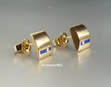 Preview: Ausgefallene Ohrringe * Ohrstecker * 585 Gold * Emaille * Brillant