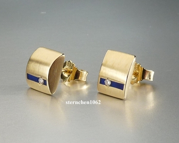 Preview: Ausgefallene Ohrringe * Ohrstecker * 585 Gold * Emaille * Brillant