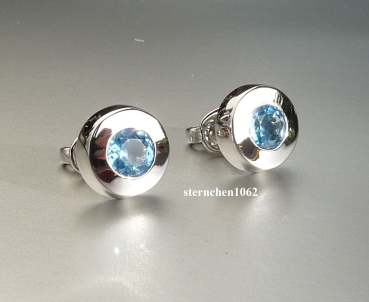 Ohrringe * Ohrstecker * 333 Weißgold * Blauer Topas