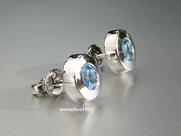 Preview: Ohrringe * Ohrstecker * 333 Weißgold * Blauer Topas
