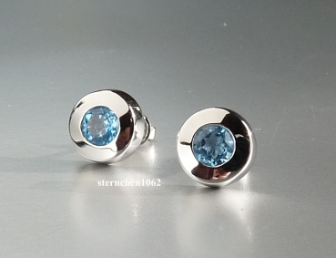 Preview: Ohrringe * Ohrstecker * 333 Weißgold * Blauer Topas
